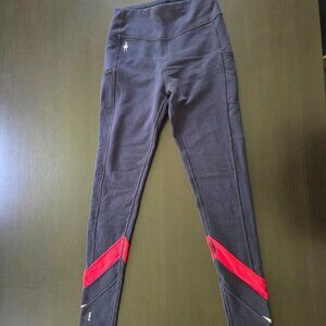 Smartwool merino sport fleece color block legging blue/red wool women's XS